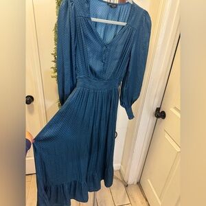 August sky. Chic Teal Long Sleeve Dress